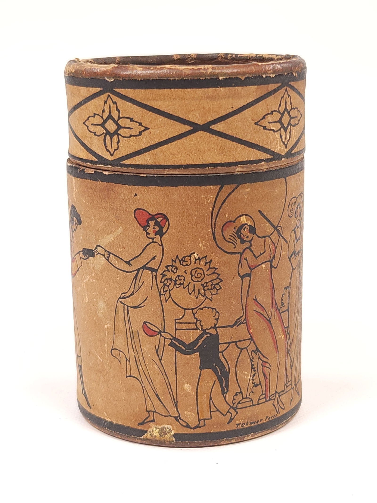 ANTIQUE PAPER & LEATHER MATCH SAFE (1 of 5)