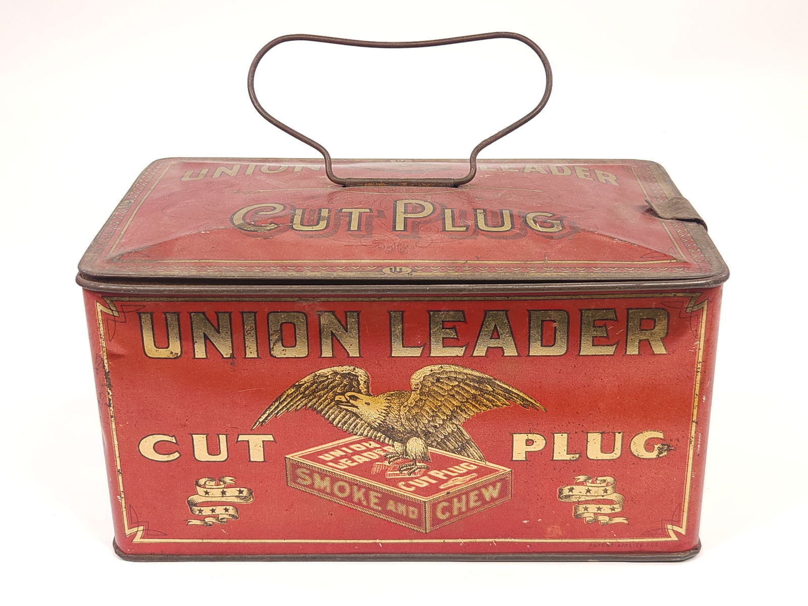 UNION LEADER CUT PLUG TOBACCO TIN W/ HANDLE (1 of 5)