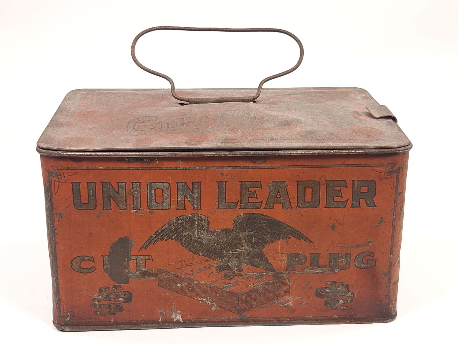 UNION LEADER CUT PLUG TOBACCO TIN W/ HANDLE (1 of 5)