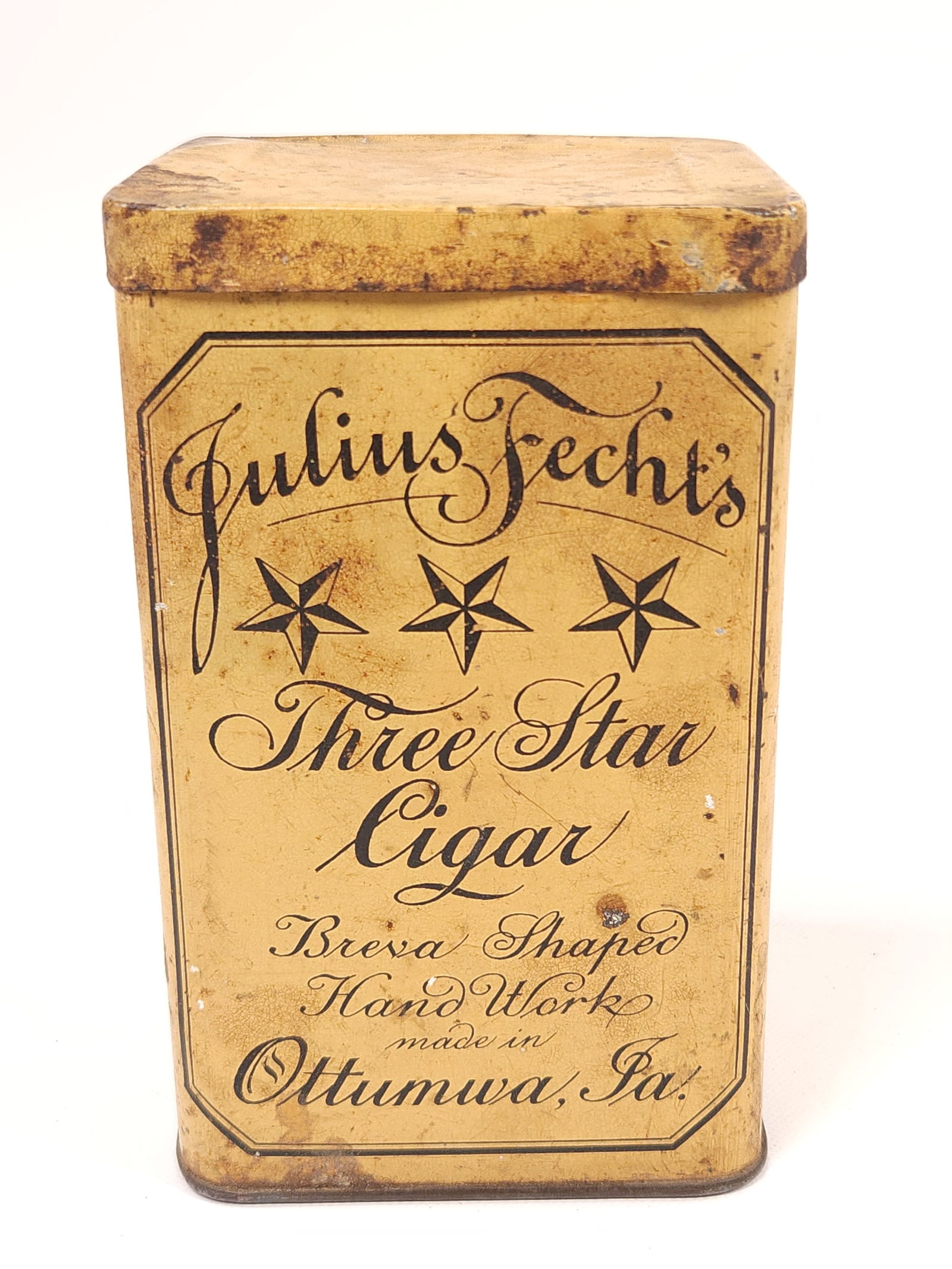 JULIUS FECHT'S THREE STAR CIGAR TOBACCO TIN (1 of 4)