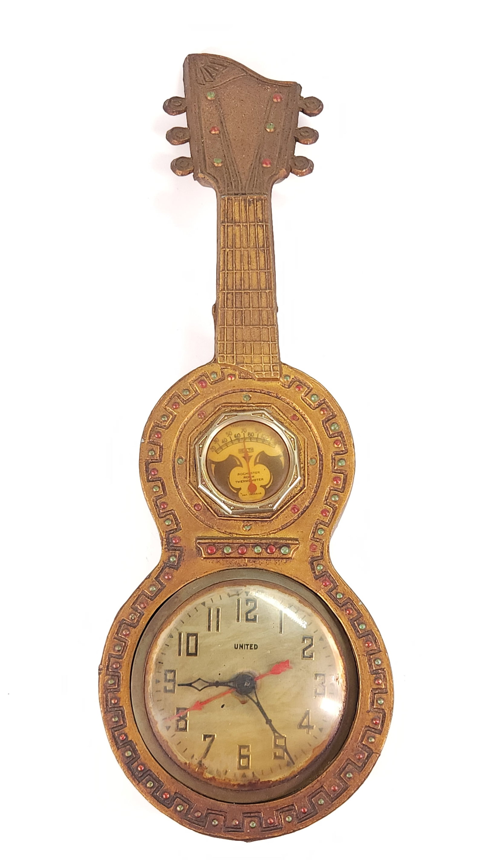 WINDSOR FIGURAL GUITAR NOVELTY CLOCK THERMOMETER (1 of 5)
