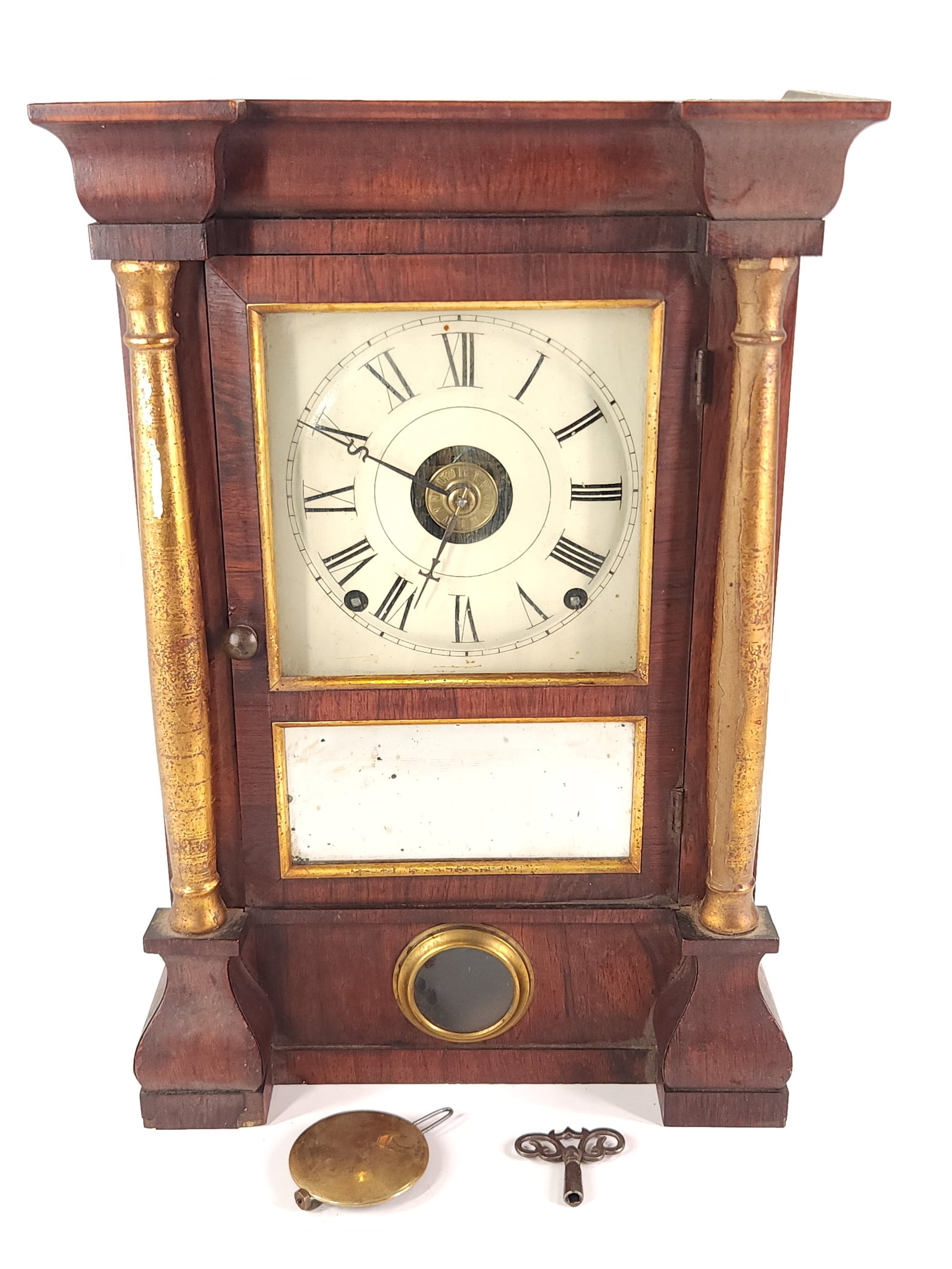 SETH THOMAS SPRING BRASS EMPIRE 8 DAY MANTEL CLOCK (1 of 6)