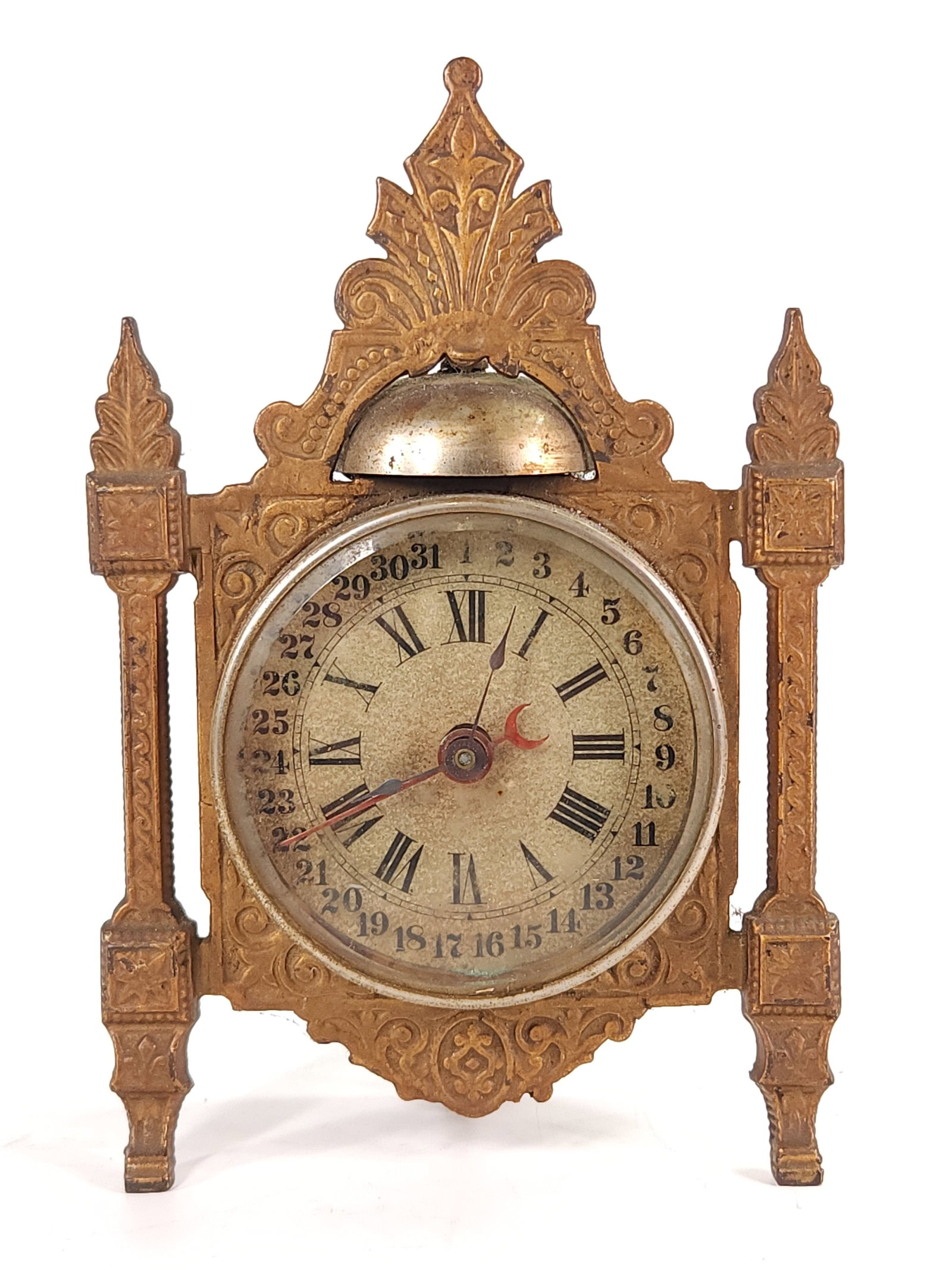 METAL  31 DAY CALENDAR WIND UP ALARM CLOCK W/ BELL (1 of 5)