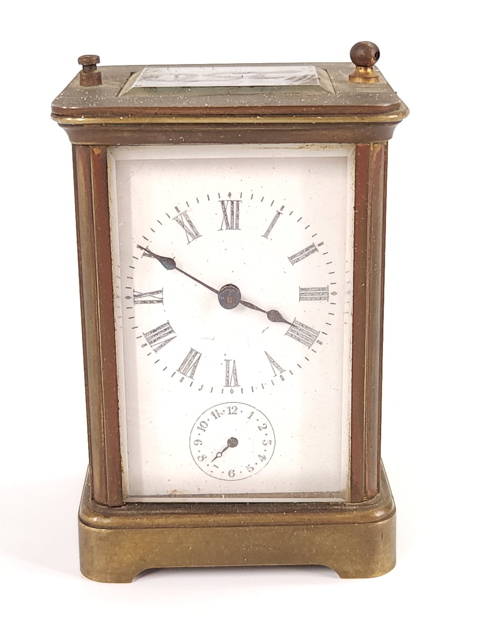 FRENCH BRASS CARRIAGE CLOCK W/ ALARM BEVELED GLASS (1 of 5)