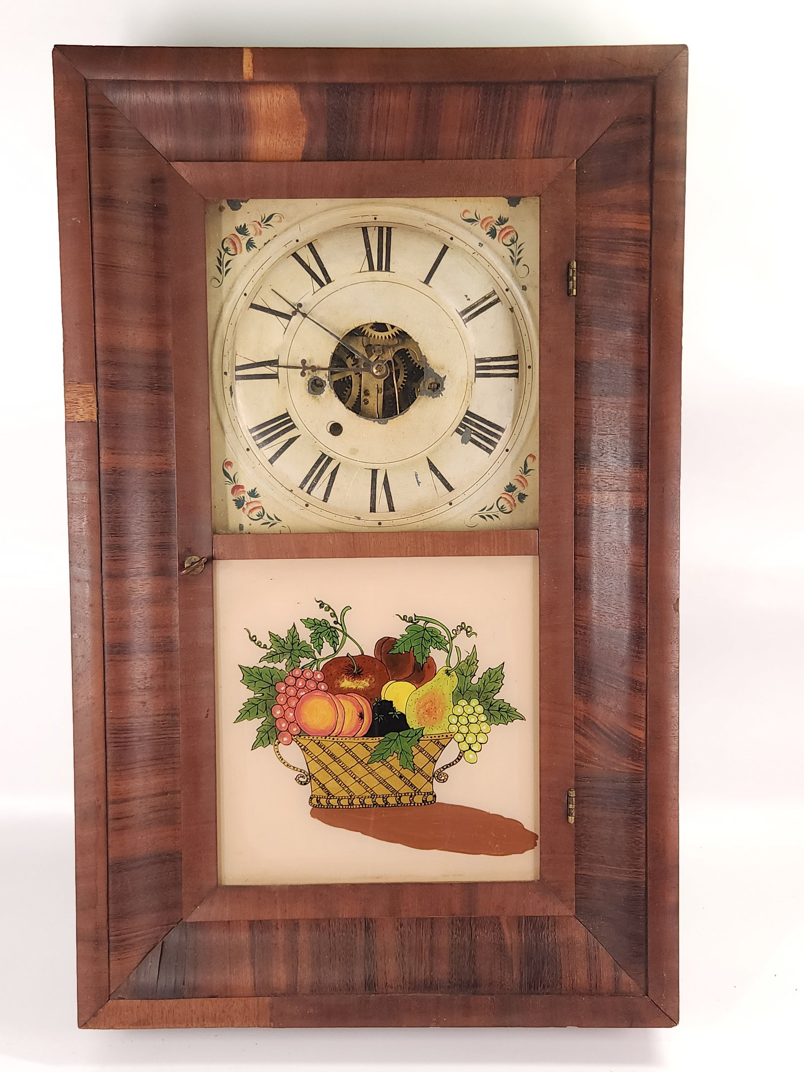 TERRY'S 30 HR OGEE CASE CLOCK FRUIT BASKET WELCH (1 of 9)