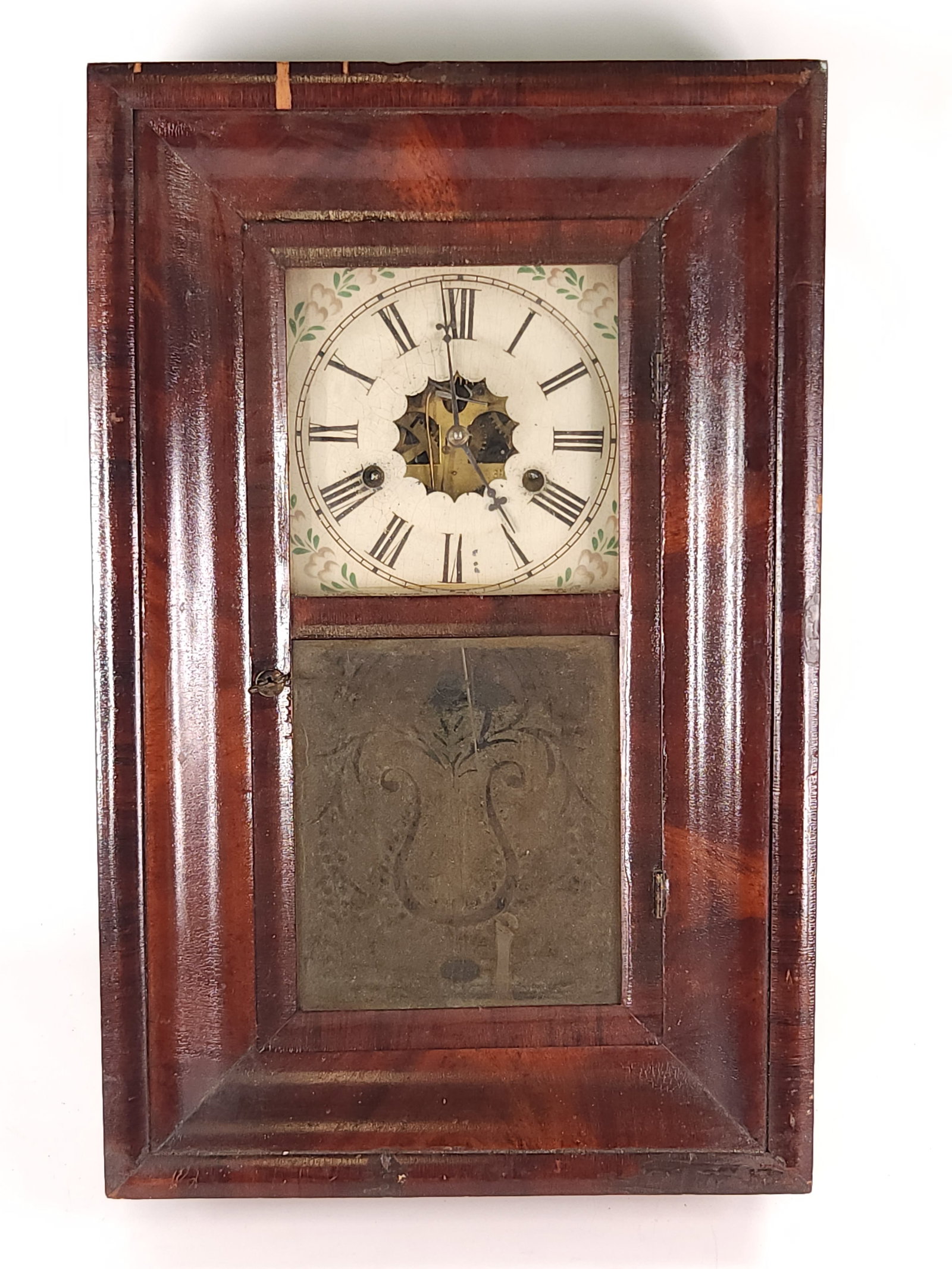 TERHUNE & EDWARDS OGEE WOOD VENEER SHELF CLOCK (1 of 7)