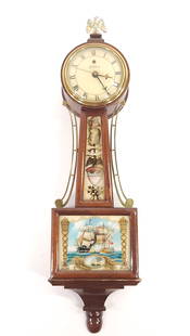 TELECHRON 694 ELECTRIC MINI BANJO WALL CLOCK: CLOCK REMAINS IN GOOD CONDITION WITH SOME LIGHT WEAR APPROX. COMBINED DIMENSIONS: 21'' H x 6'' W x 4'' D