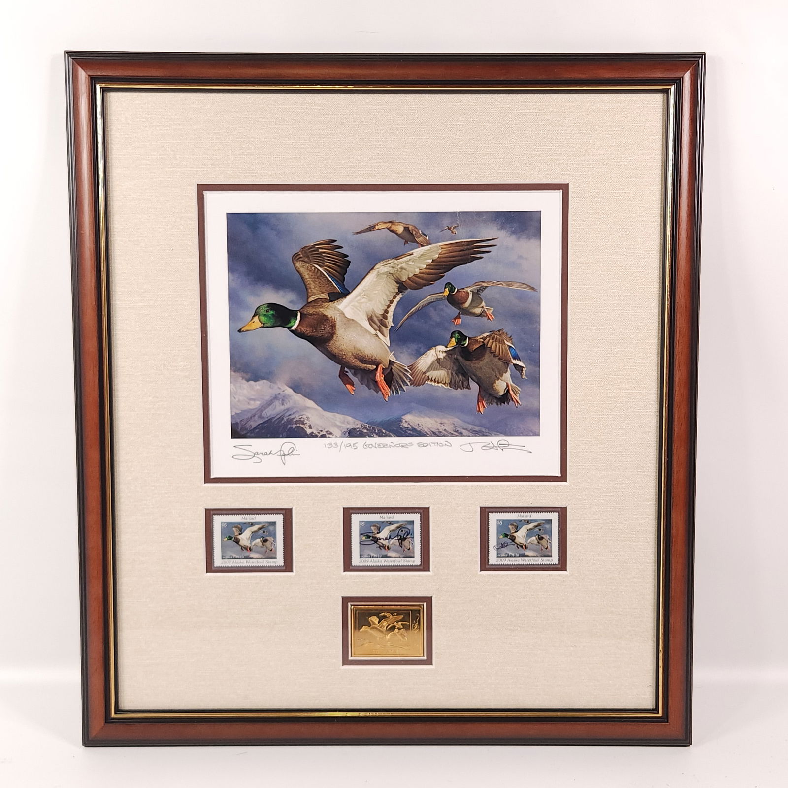 GOVERNORS EDITION FRAMED STEINER PRINT WITH DUCK STAMPS (1 of 3)