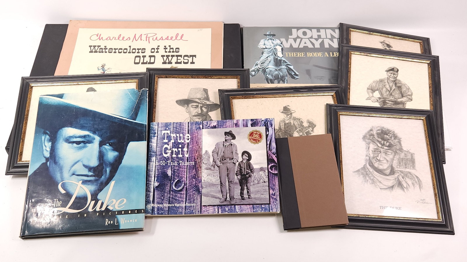 WESTERN PRINTS & BOOK LOT - JOHN WAYNE ECT.: JOHN WAYNE ECT,LOT OF VARIOUS WESTERN & JOHN WAYNE EPHEMERA