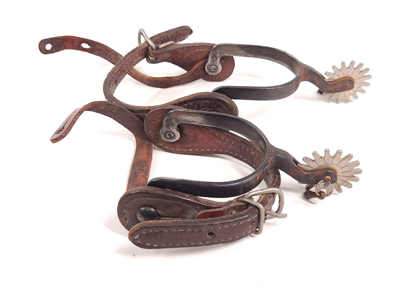 PAIR OF BOOT SPURS WITH LEATHER STRAP (1 of 3)