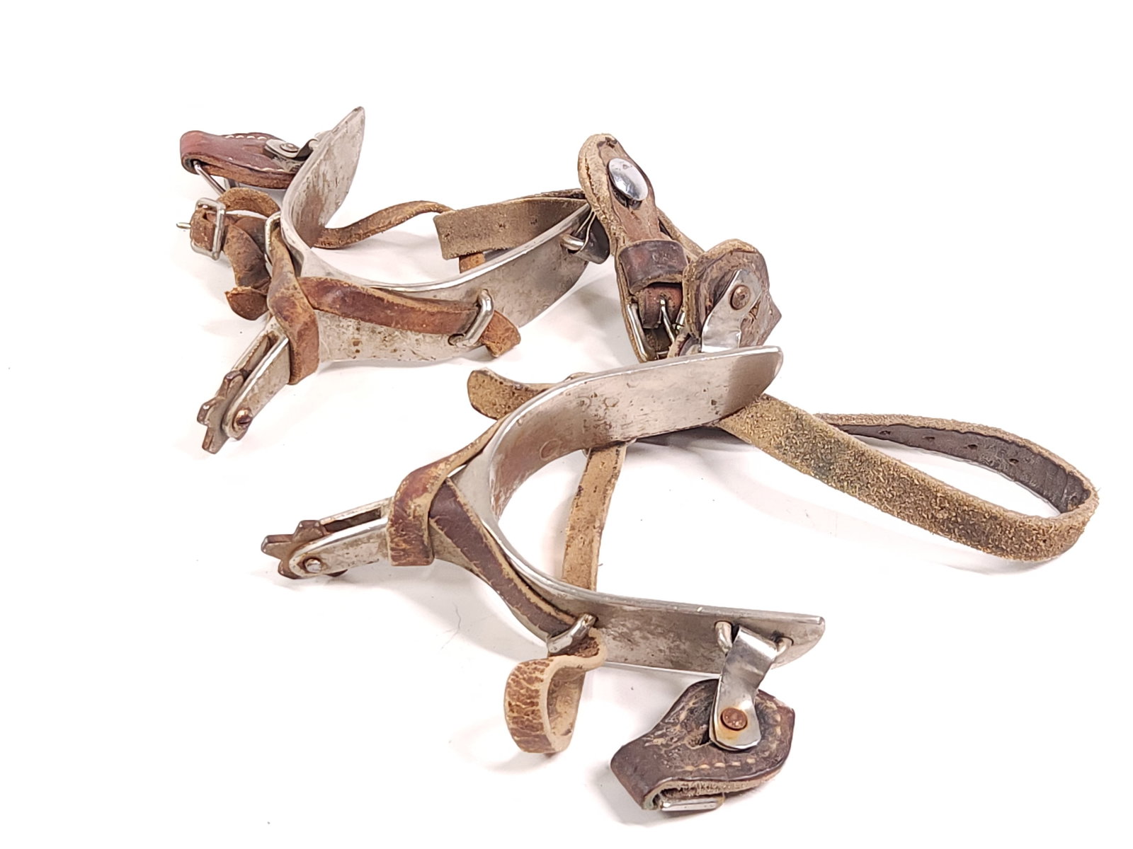 PAIR OF BOOT SPURS WITH LEATHER STRAP (1 of 3)