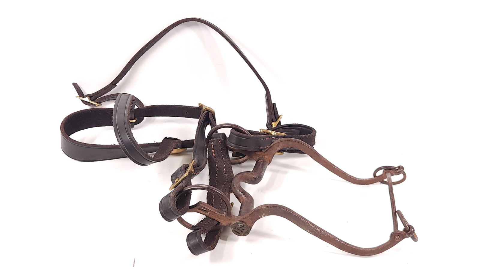 HORSE BIT WITH LEATHER STRAP: BIT IN USED CONDITION LEATHER REMAINS NICE