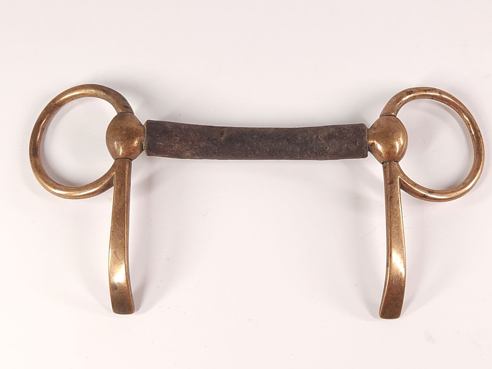 BRASS HORSE BIT WITH LEATHER COVER (1 of 3)