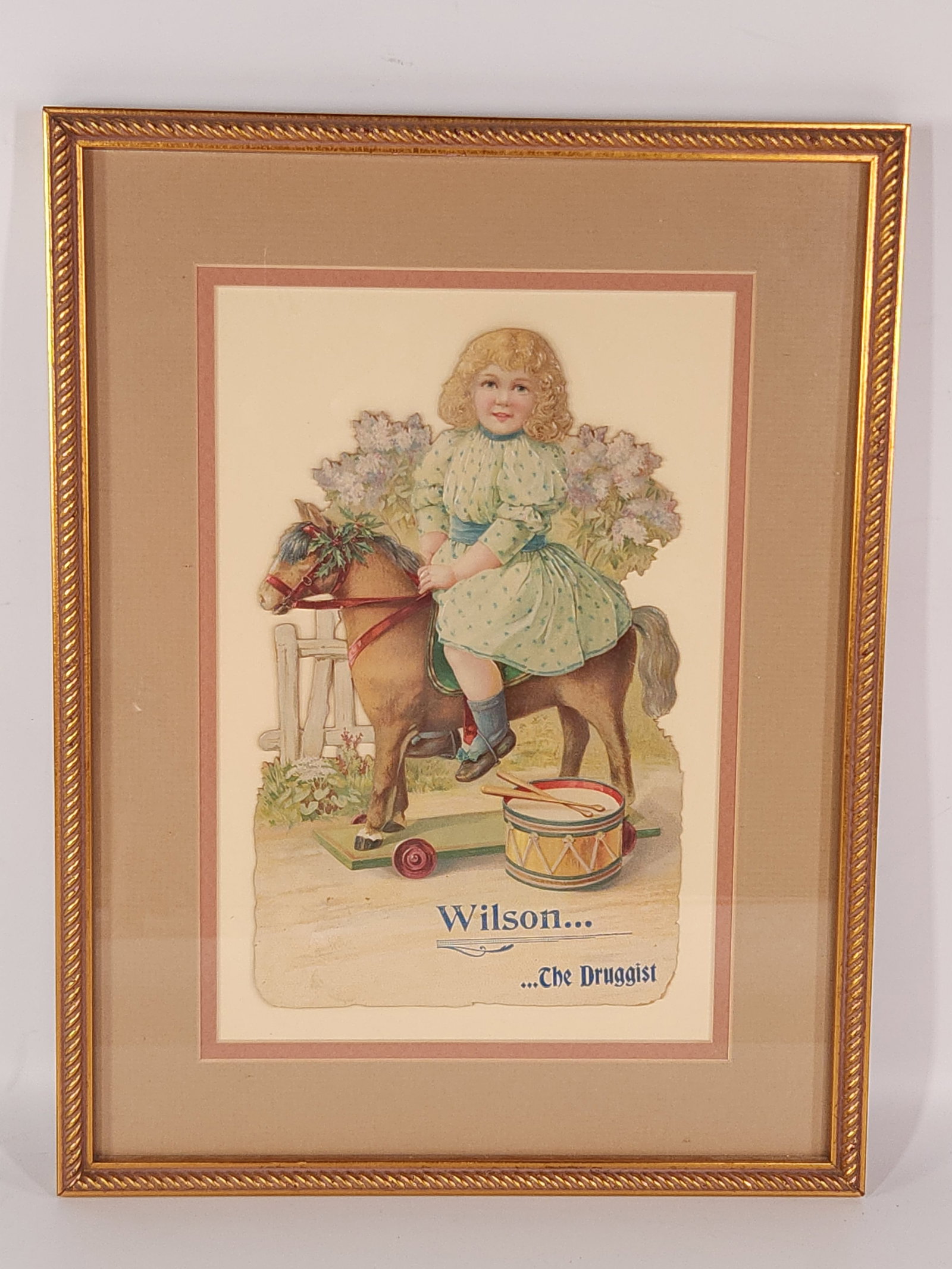 WILSON… THE DRUGGIST ADV. CUT-OUT: REMAINS IN VERY GOOD CONDITION IN FRAME ,11X14X1