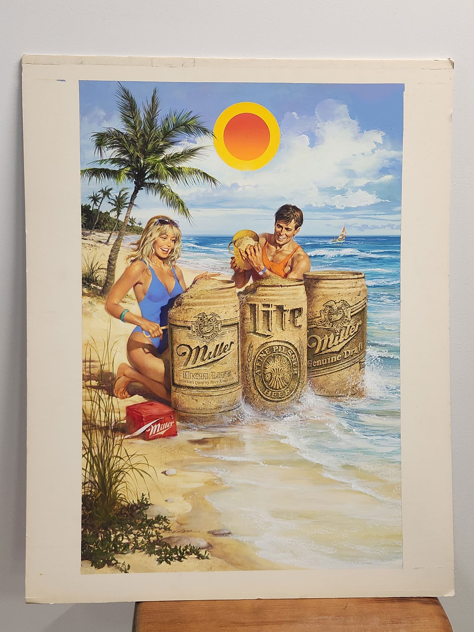 ORIGINAL WATER COLOR MILLER LITE ADVERTISING ART (1 of 3)