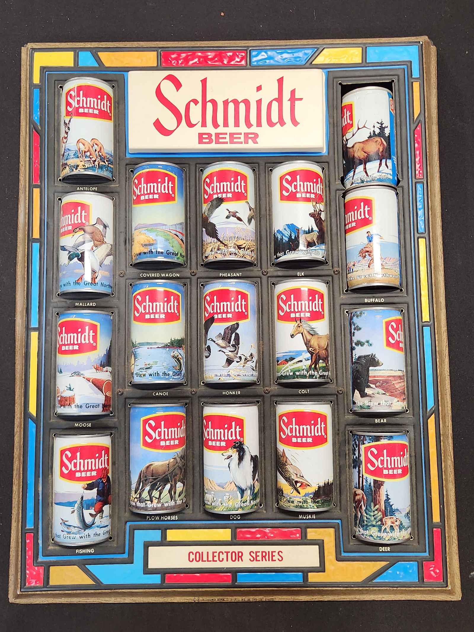 VACUFORM PLASTIC SCHMIDT BEER ADV. SIGN WITH CANS (1 of 3)
