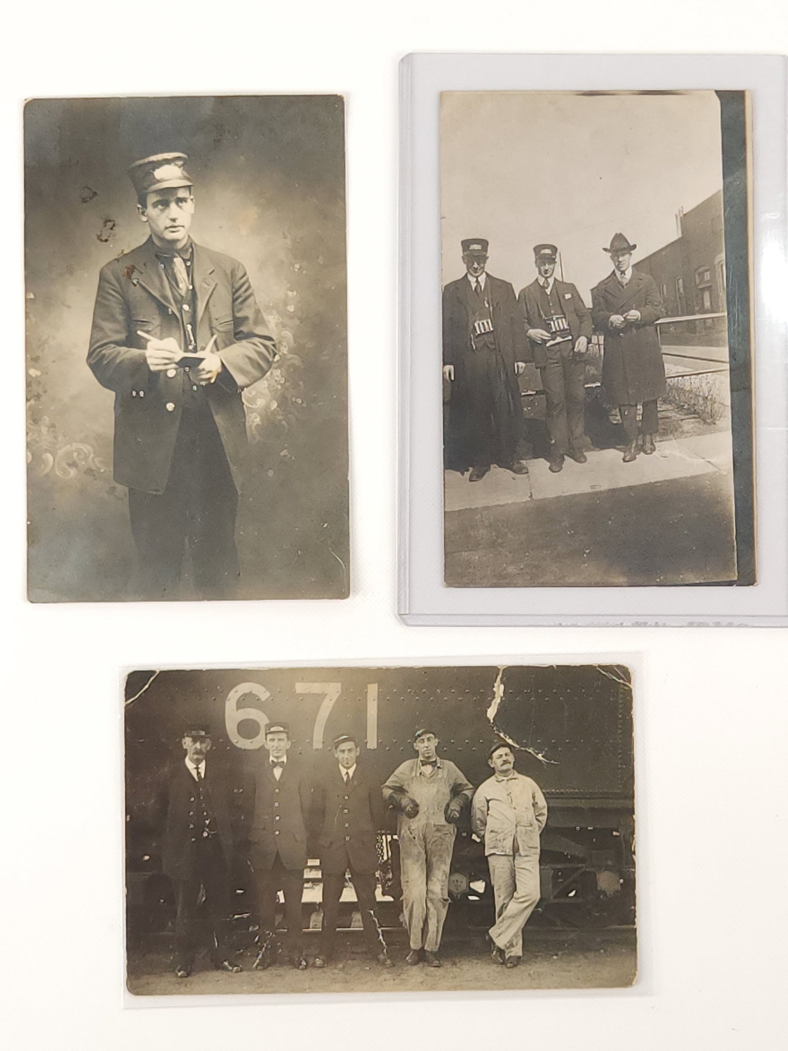 3) ANTIQUE RAILROAD CONDUCTOR TRAINMEN POSTCARDS (1 of 5)