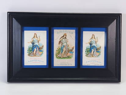 3) A. WERNER & CO CHAMPAGNE TRADE CARDS FRAMED: REMAINS IN GOOD CONDITION, NICELY FRAMED.