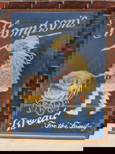THOMPSON'S BREAD ADVERTISING PAPER POSTER: REMAINS IN VERY GOOD CONDITION, NICELY FRAMED.