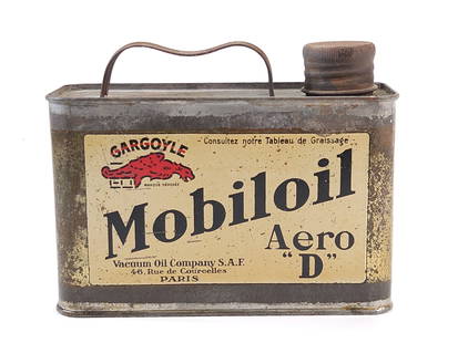 GARGOYLE MOBILOIL AERO D OIL CAN: REMAINS IN GOOD CONDITION, SHOWING SOME TYPICAL
