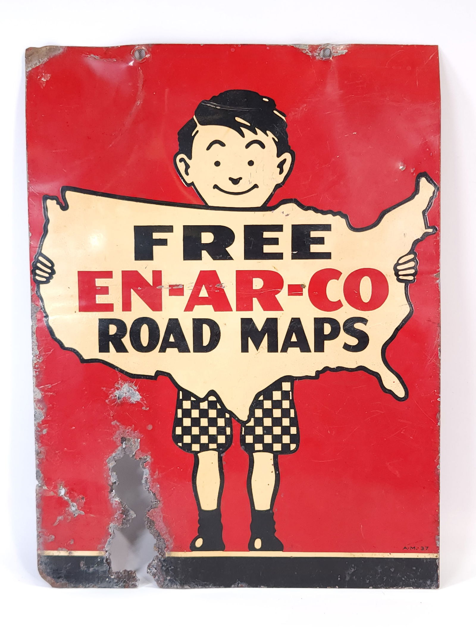 EN-AR-CO FREE ROAD MAPS ADVERTISING DOUBLE SIDED SIGN (1 of 5)