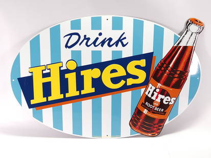 REPRODUCTION HIRES ROOT BEER TIN LITHO SIGN: REMAINS IN EXCELLENT VERY CLEAN CONDITION.
