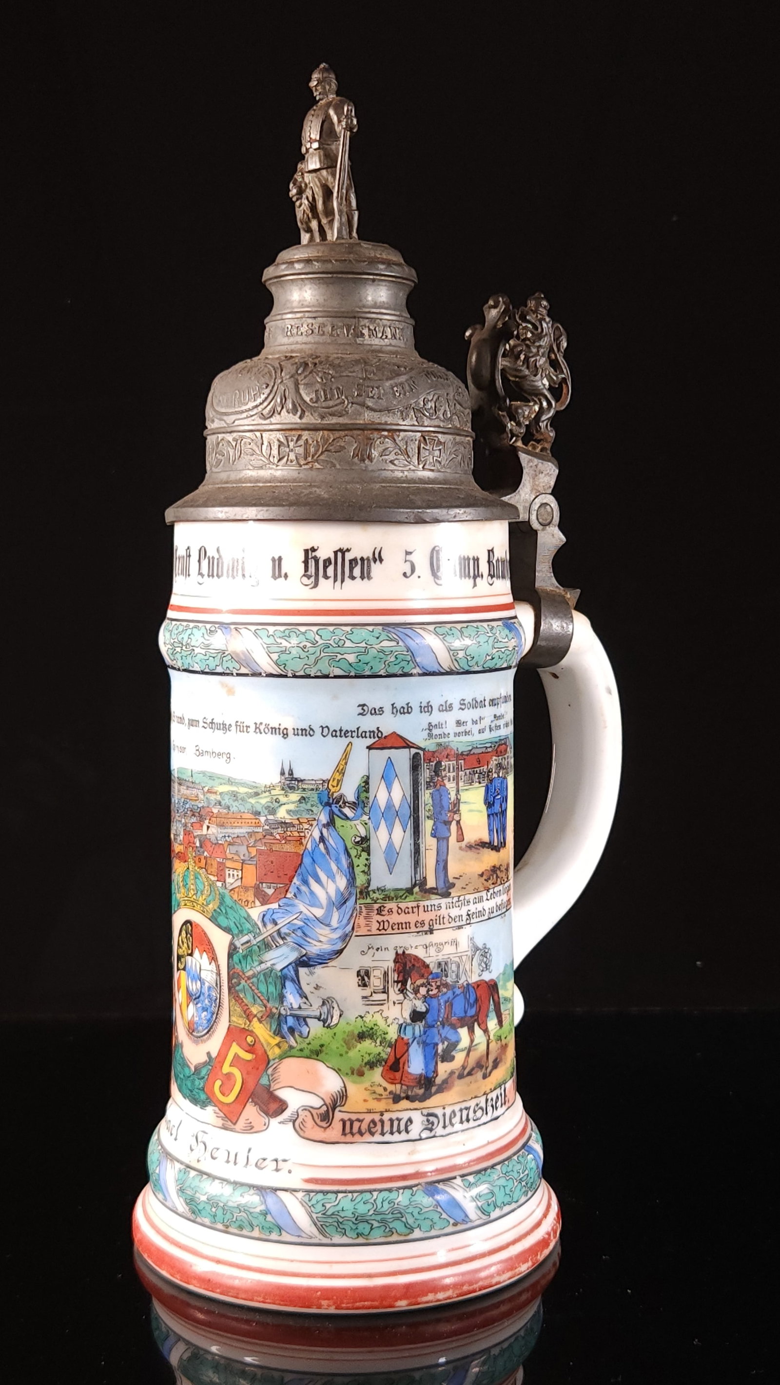 LITHOPHANE MILITARY HAND PAINTED STEIN (1 of 5)