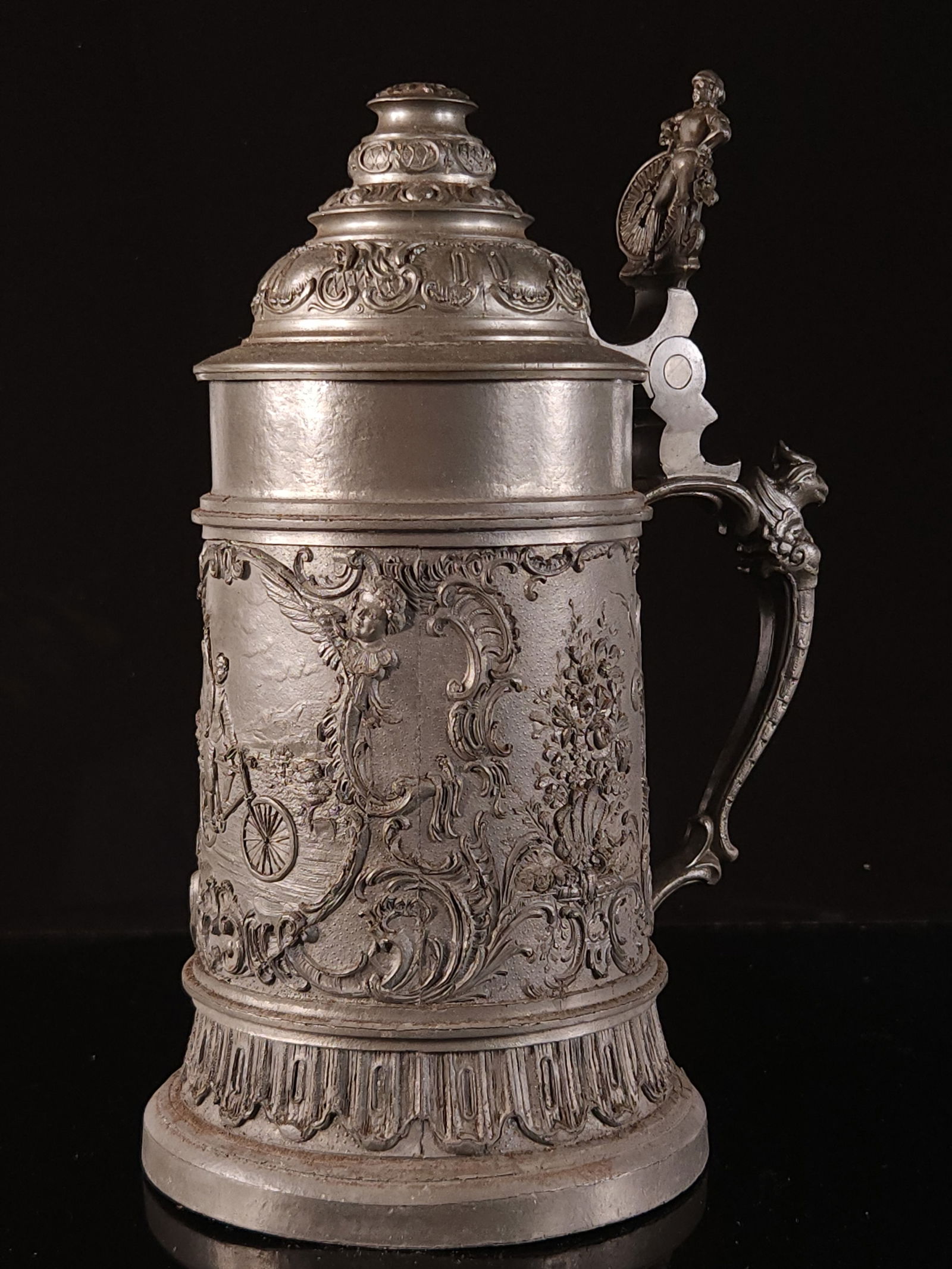 PEWTER BICYCLE BIKE RACING STEIN TANKARD (1 of 6)