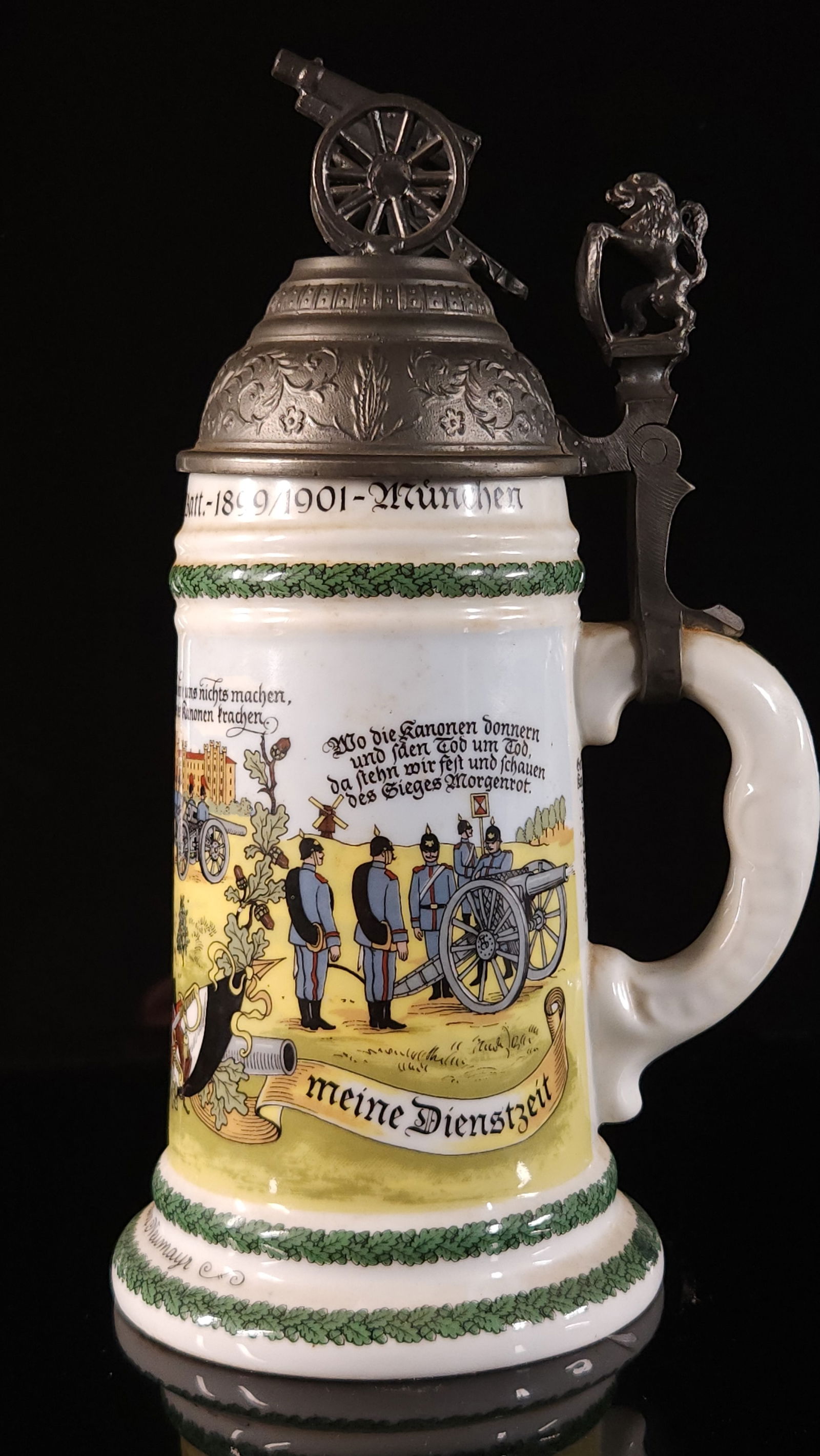 LITHOPHANE MILITARY ARTILLERY HAND PAINTED STEIN (1 of 6)