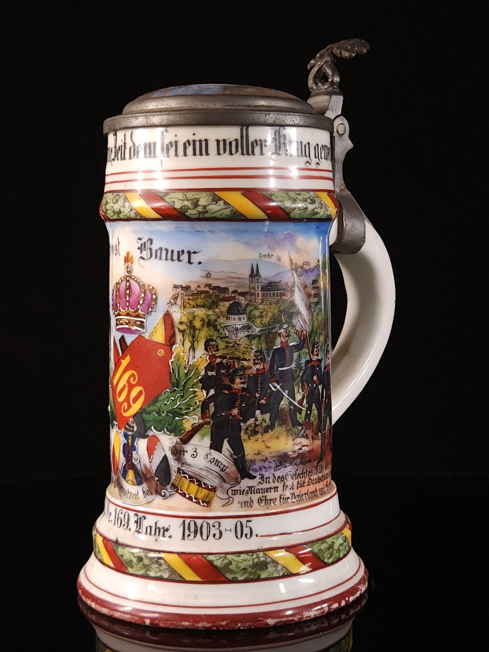 HAND PAINTED LITHOPHANE MILITARY STEIN (1 of 6)