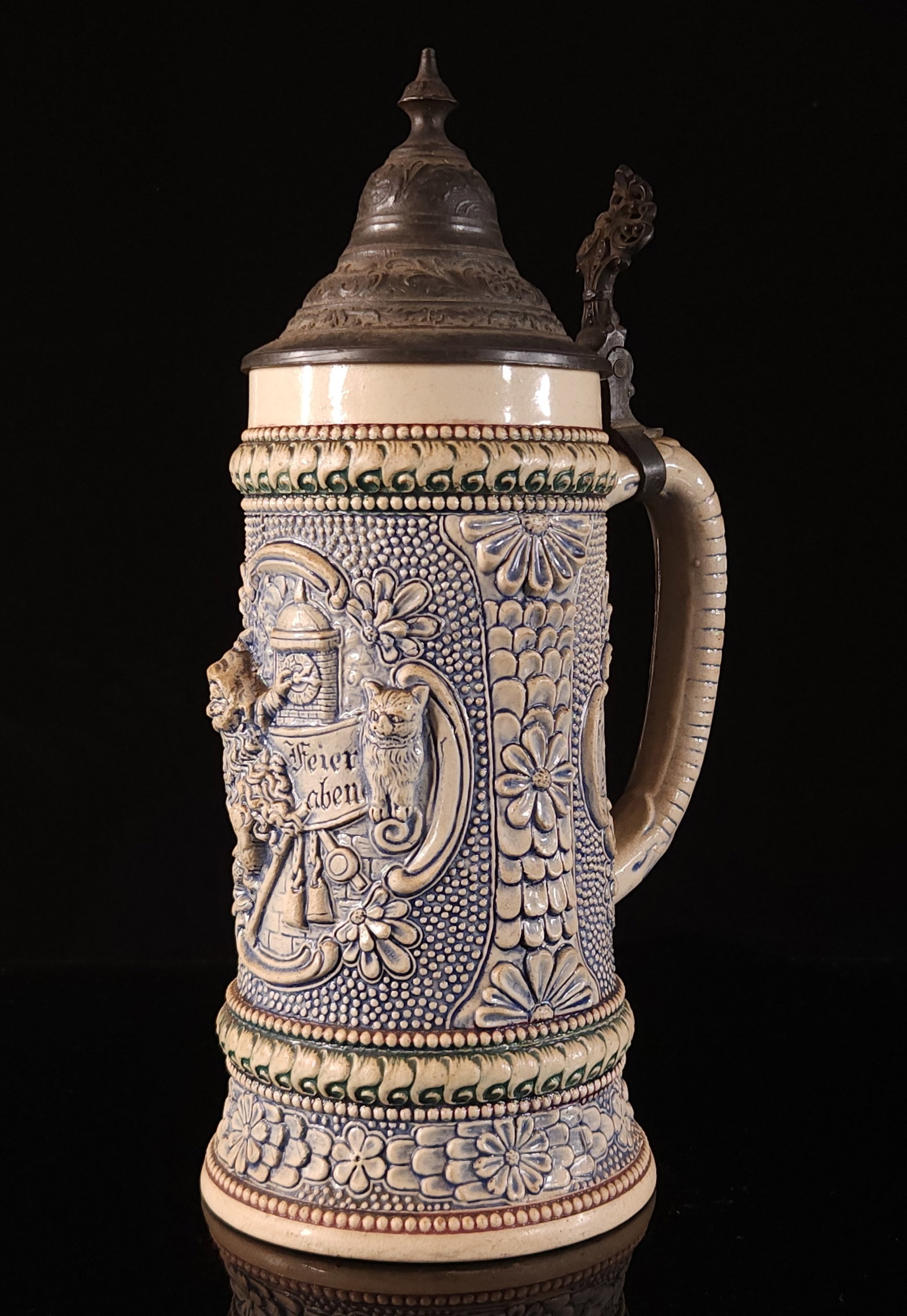 ANTIQUE D.R.G.M. GERMAN GNOME & CAT STEIN (1 of 5)