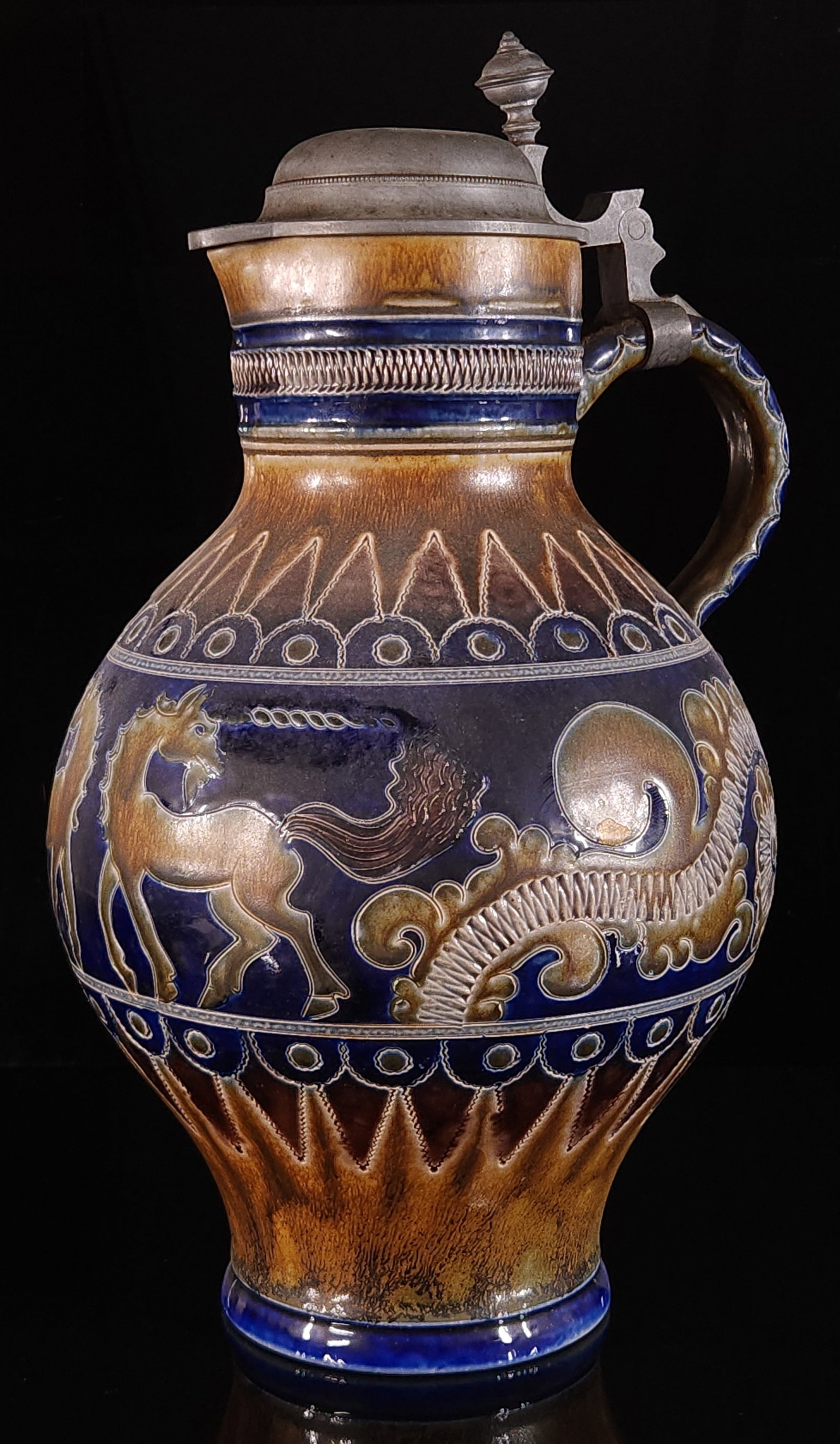 MERKELBACH GLAZED GERMAN STEIN W/ UNICORN (1 of 5)