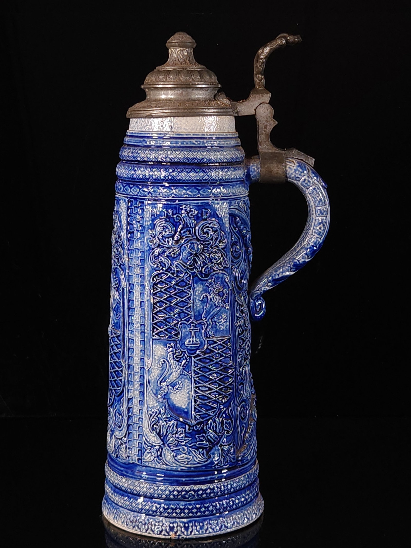 DARK BLUE GERMAN SALT GLAZED STEIN (1 of 5)