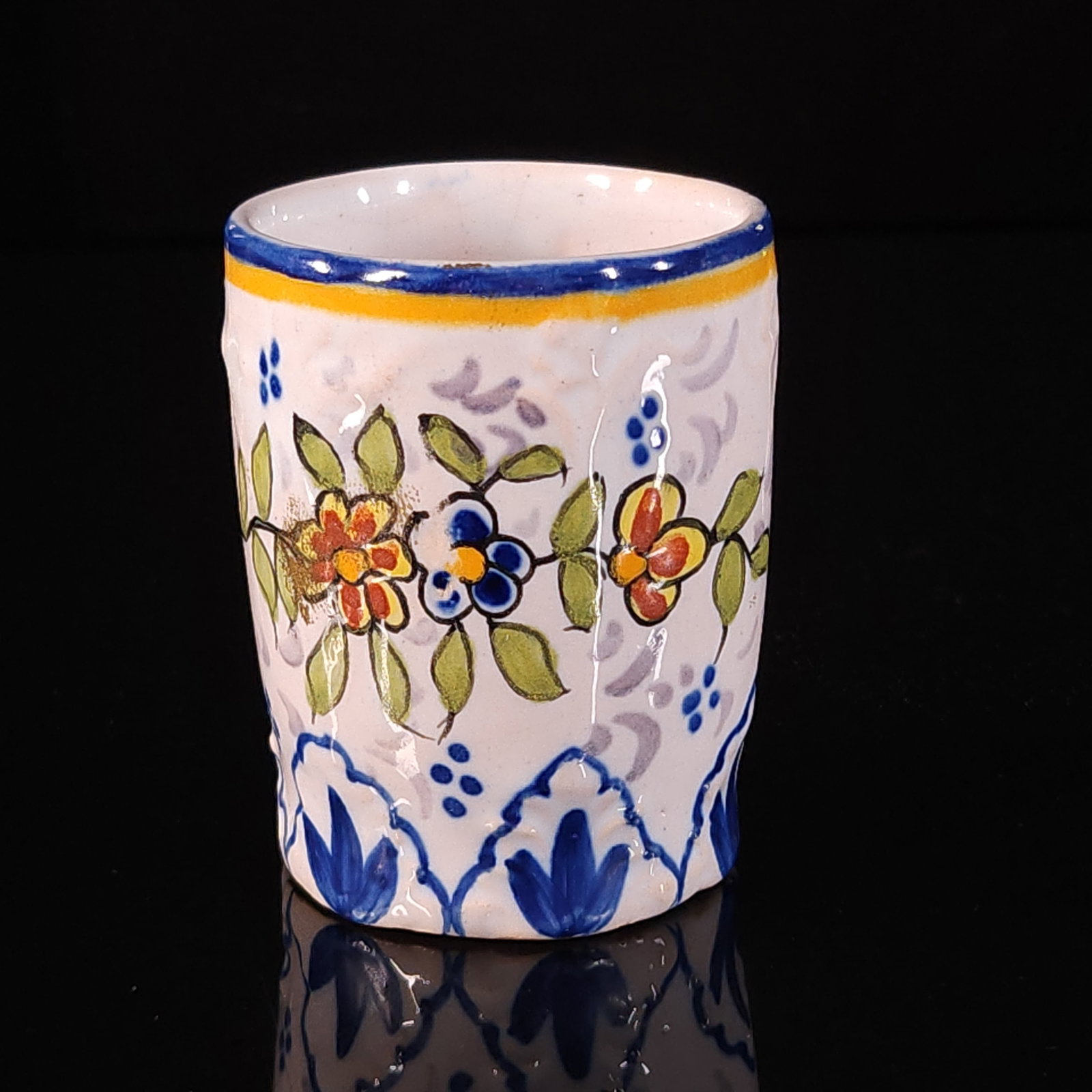 HB QUIMPER TOOTHPICK HOLDER: REMAINS IN GOOD CONDITION. NO CHIPS OR CRACKS. 2.5 INCHES.