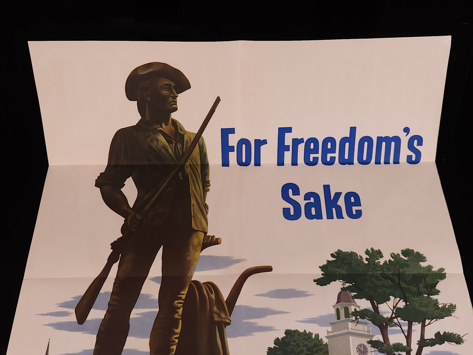 FOR FREEDOM'S SAKE BUY WAR BONDS POSTER: REMAINS IN VERY GOOD CLEAN CONDITION. 22 INCHES BY 28 INCHES.