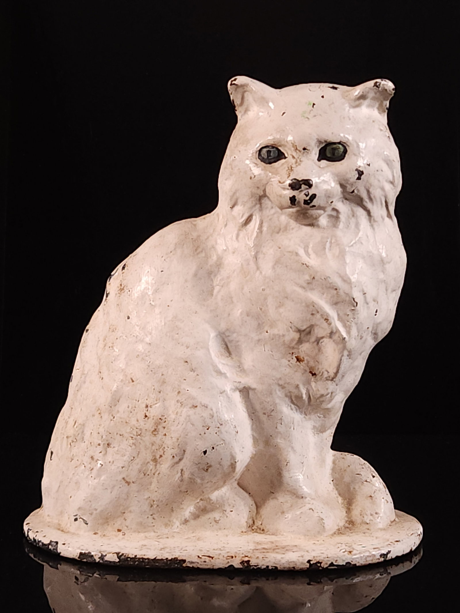 CAST IRON WHITE PAINTED CAT DOORSTOP (1 of 4)