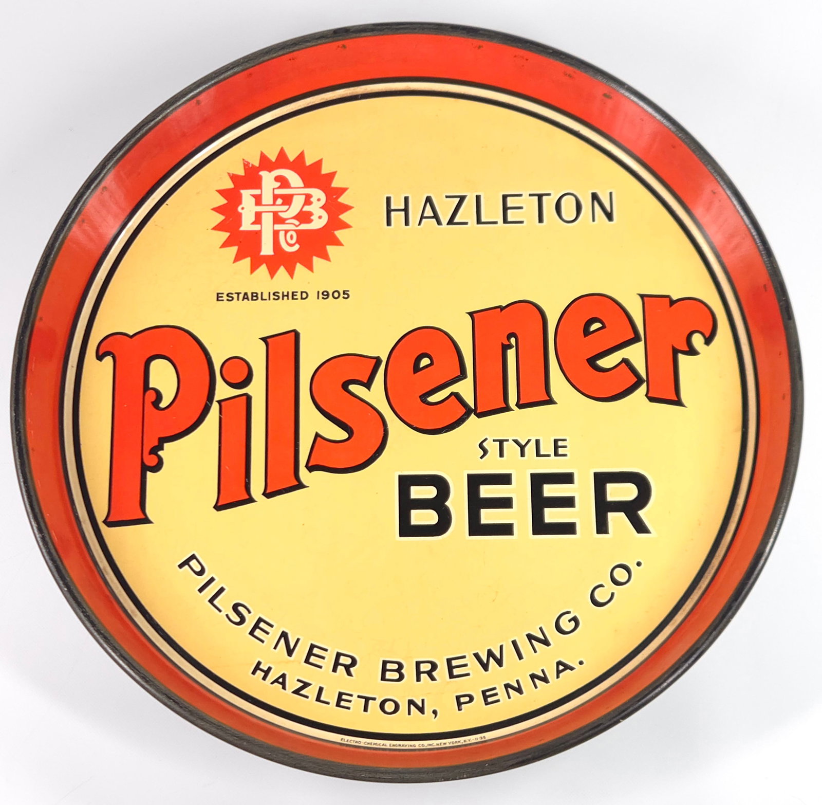 HAZLETON BREWING CO. PILSENER BEER TRAY: REMAINS IN VERY GOOD CONDITION, SHOWING ONLY SOME MINIMAL WEAR.