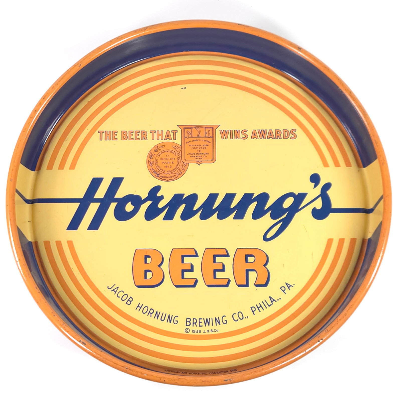 1938 JACOB HORNUNG BREWING CO. PHILA PA BEER TRAY (1 of 4)