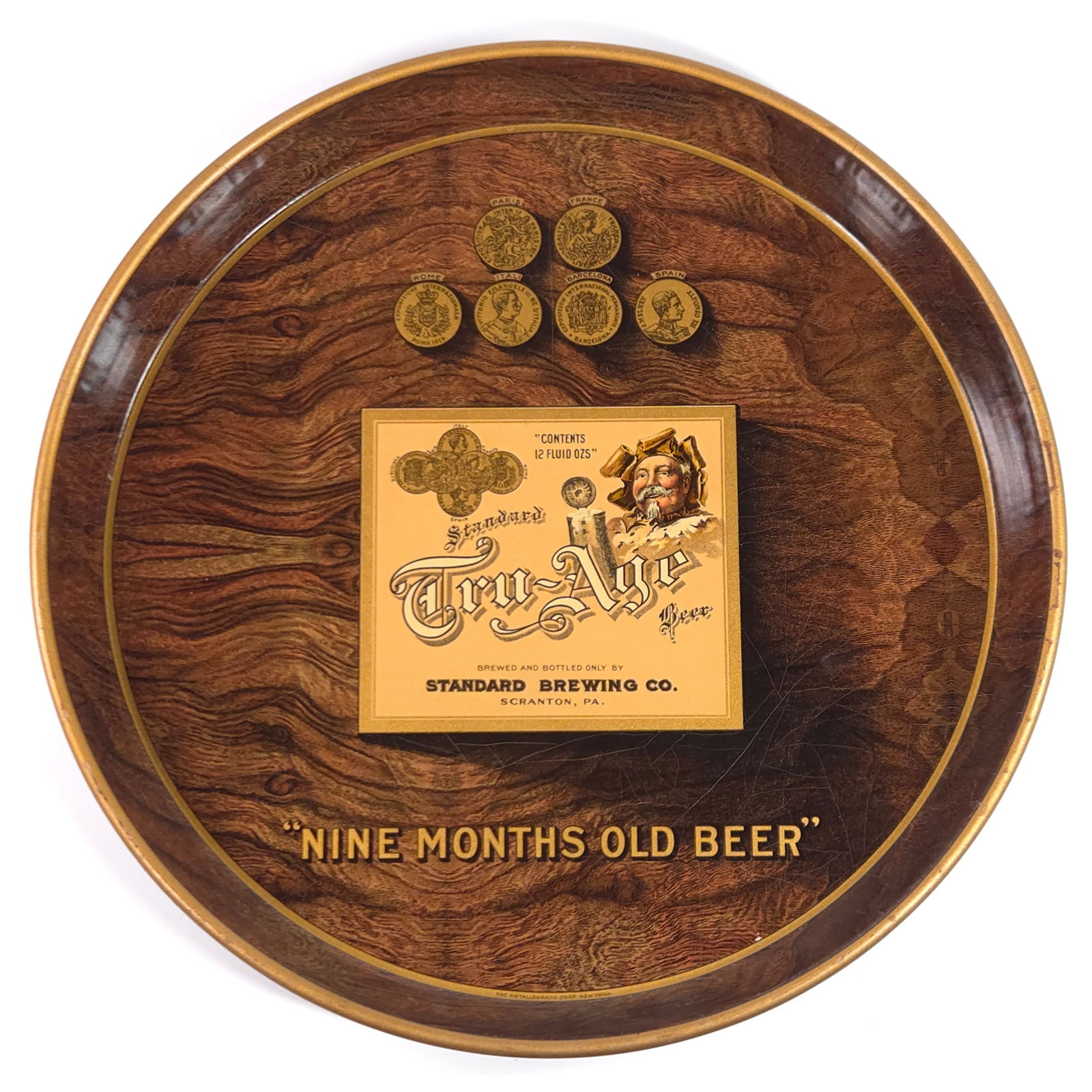 STANDARD BREWING CO. TRUE AGE BEER TRAY: REMAINS IN GOOD CONDITION, SHOWING SOME SCRATCHES.