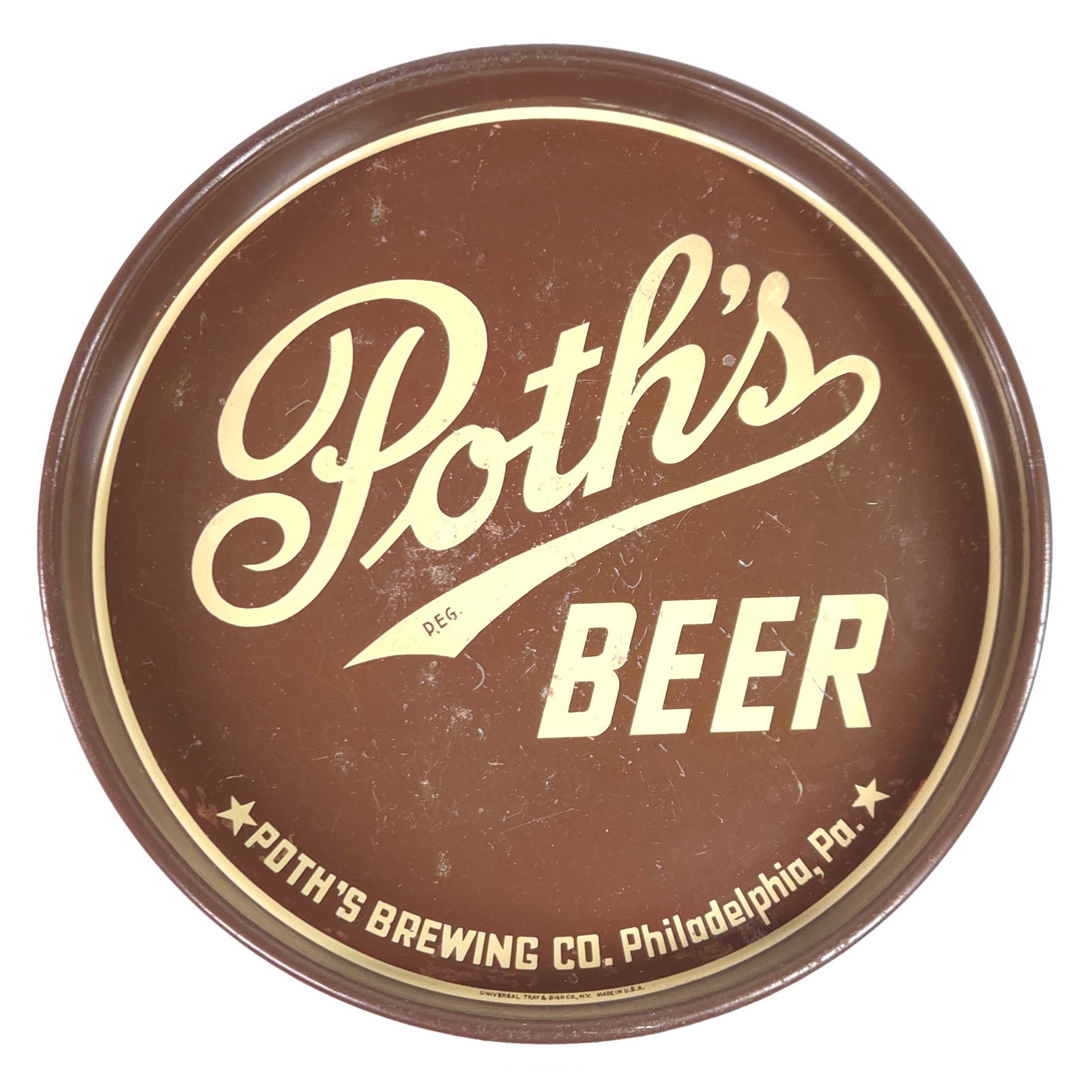 POTH'S BREWING CO. PHILA. PA ADVERTISING BEER TRAY: REMAINS IN FAIR TO GOOD CONDITION, SHOWING SOME TYPICAL WEAR.