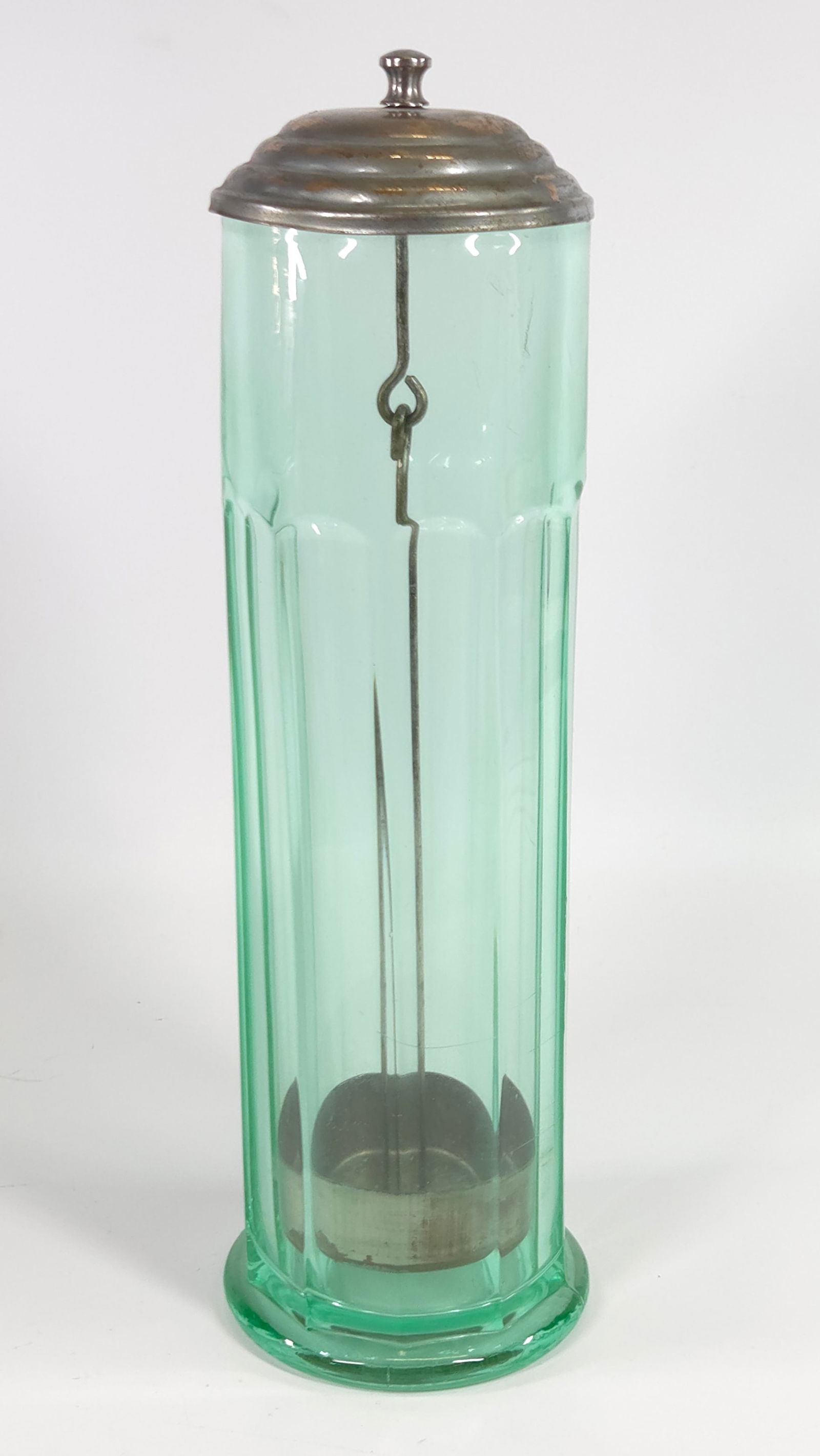 ANTIQUE GREEN DEPRESSION GLASS STRAW HOLDER (1 of 5)