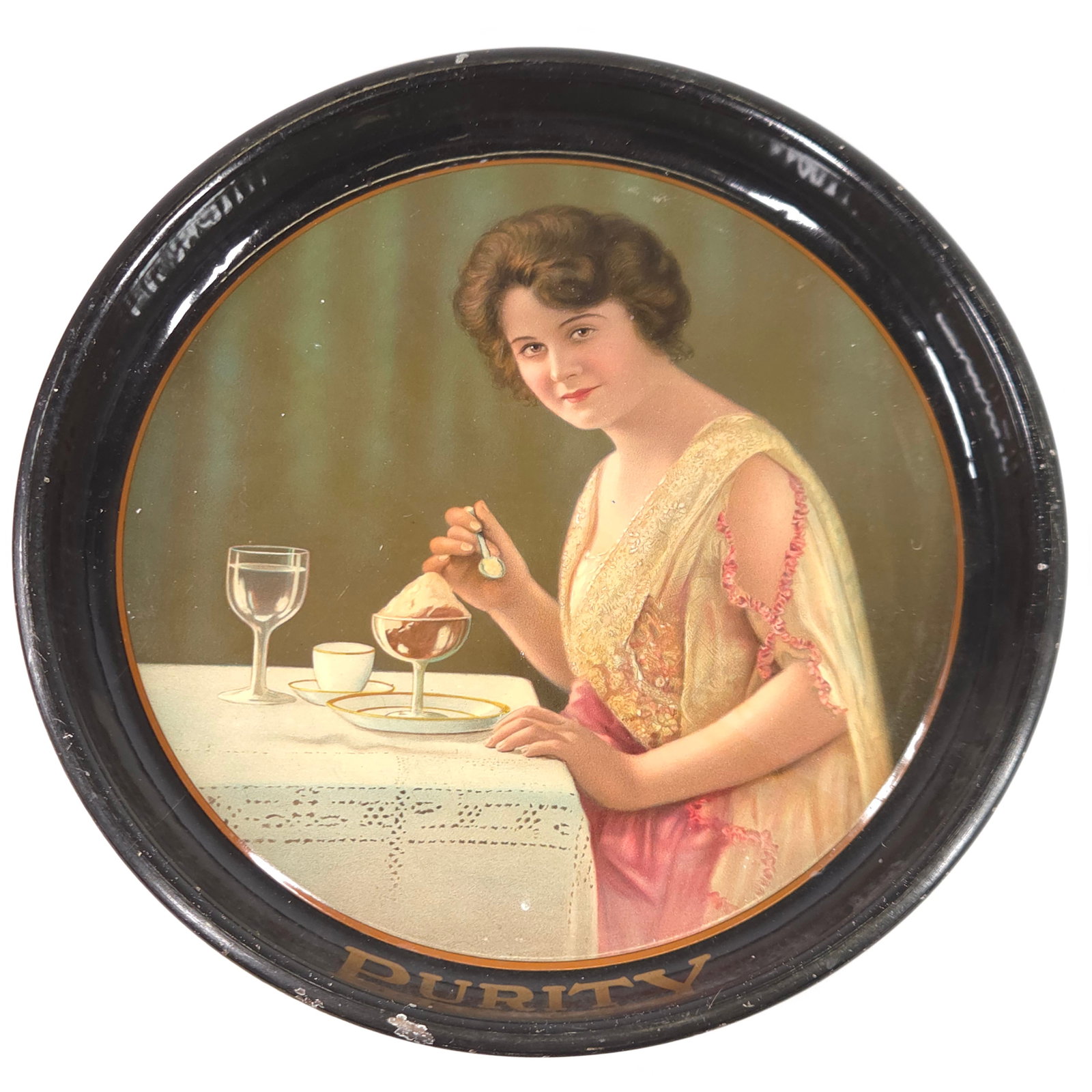 ANTIQUE PURITY ICE CREAM ADVERTISING TRAY (1 of 4)