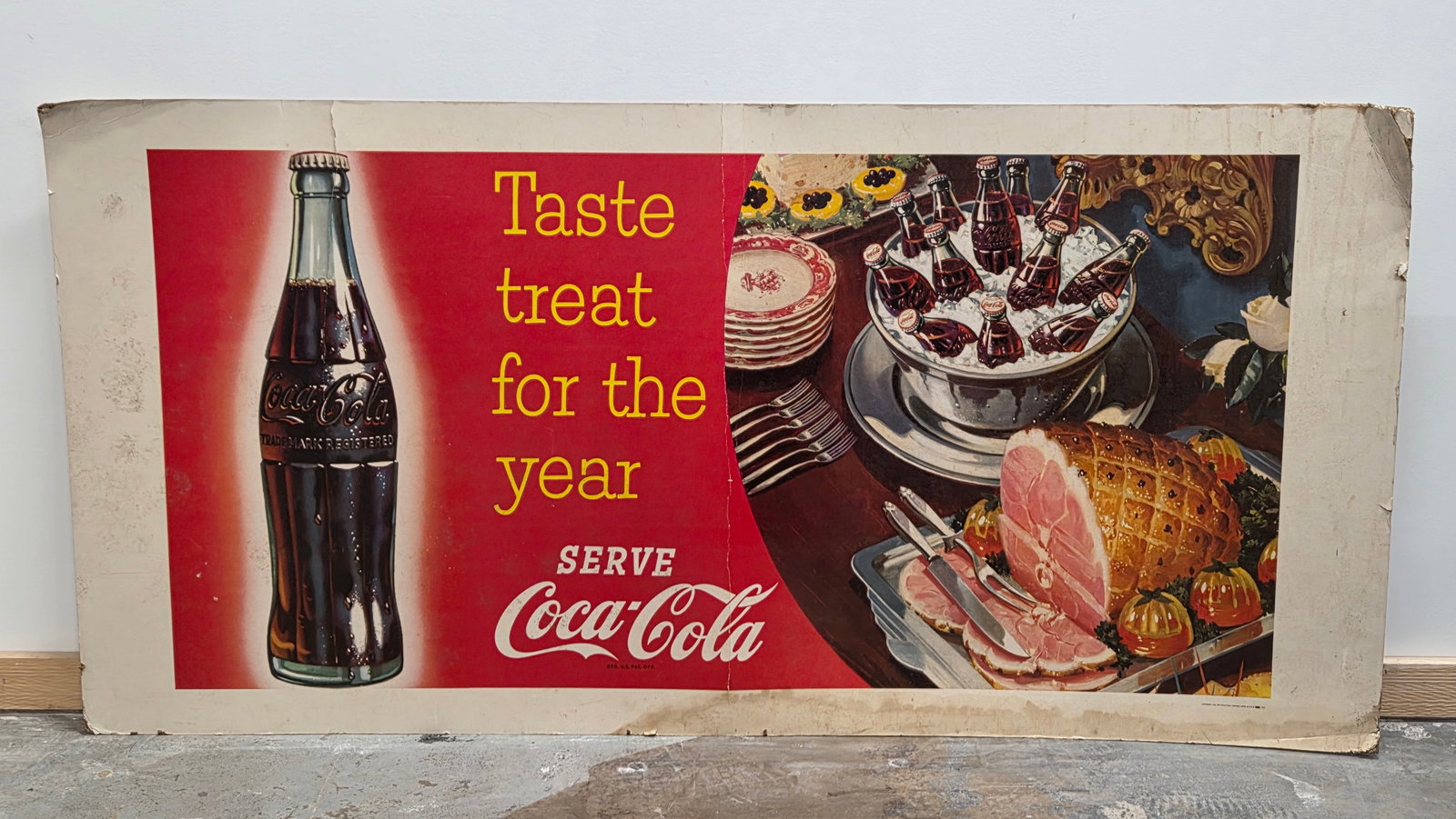 LARGE CARDBOARD COCA COLA HAM SIGN (1 of 5)
