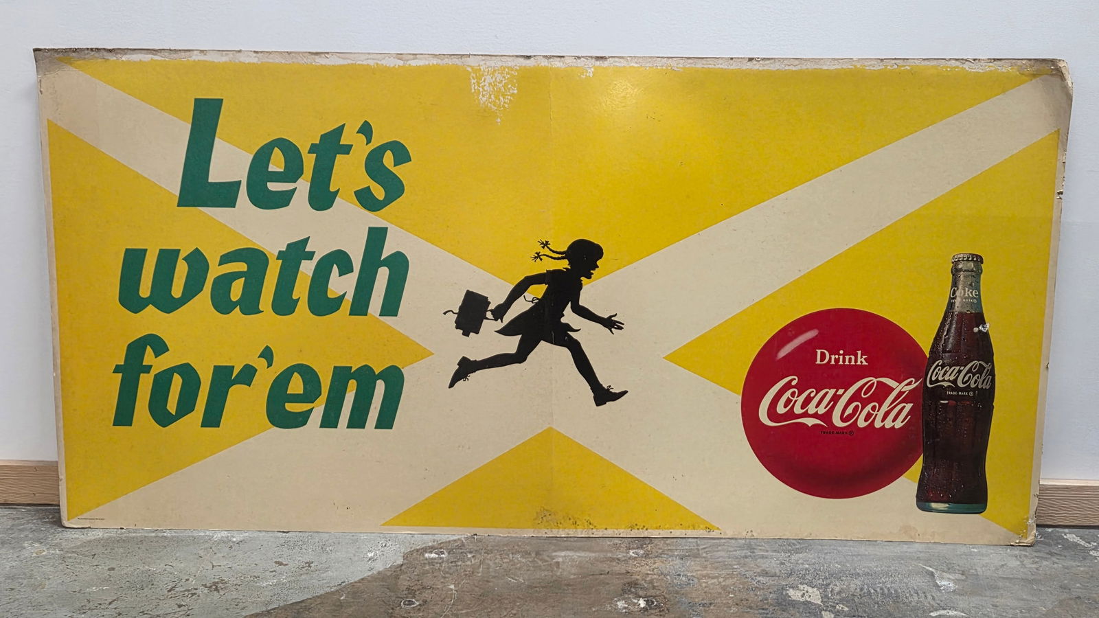 LARGE CARDBOARD COCA COLA WATCH KIDS SIGN (1 of 5)