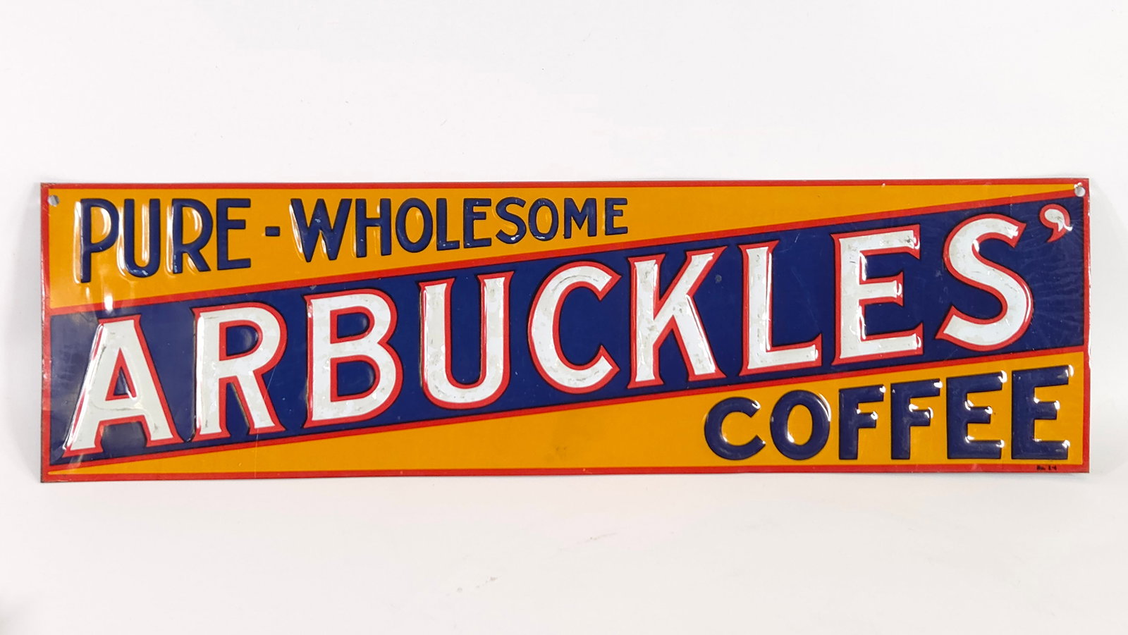 ANTIQUE ARBUCKLES COFFEE ADVERTISING TIN SIGN (1 of 4)