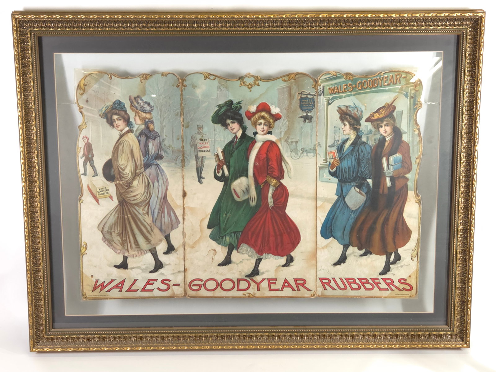 LARGE WALES GOODYEAR RUBBERS ADVERTISING TRADE SIGN (1 of 8)