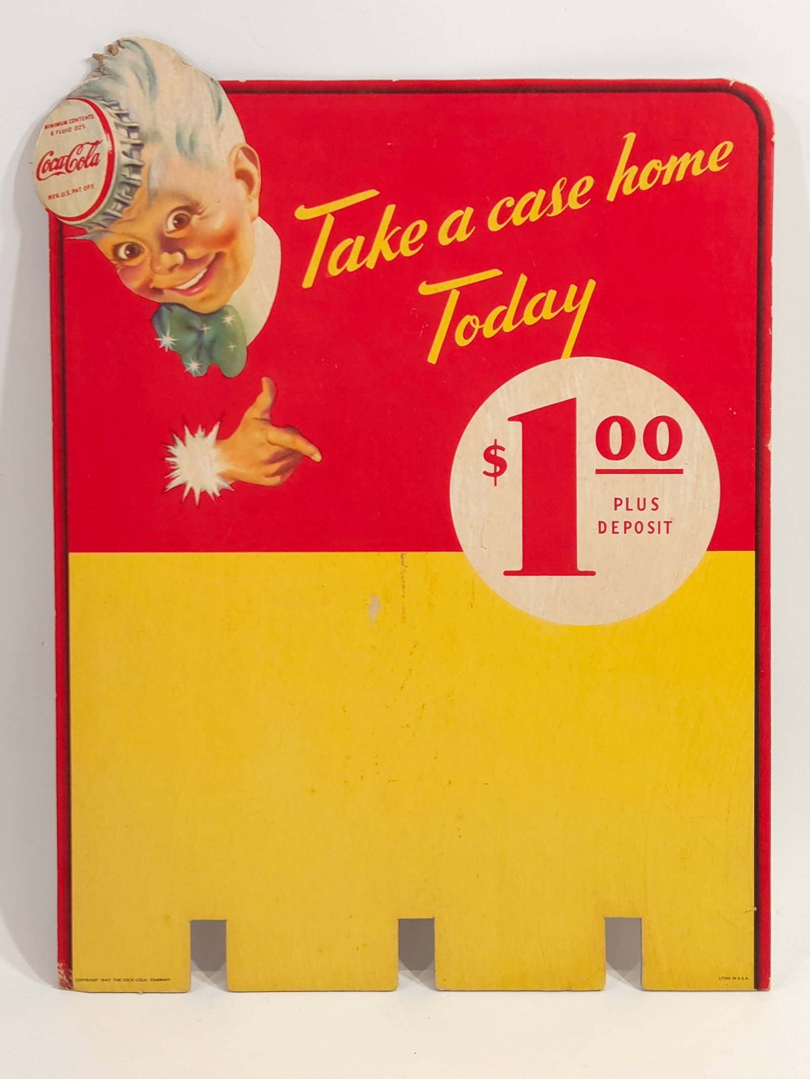 1947 COCA COLA CARDBOARD SIGNED. (1 of 4)