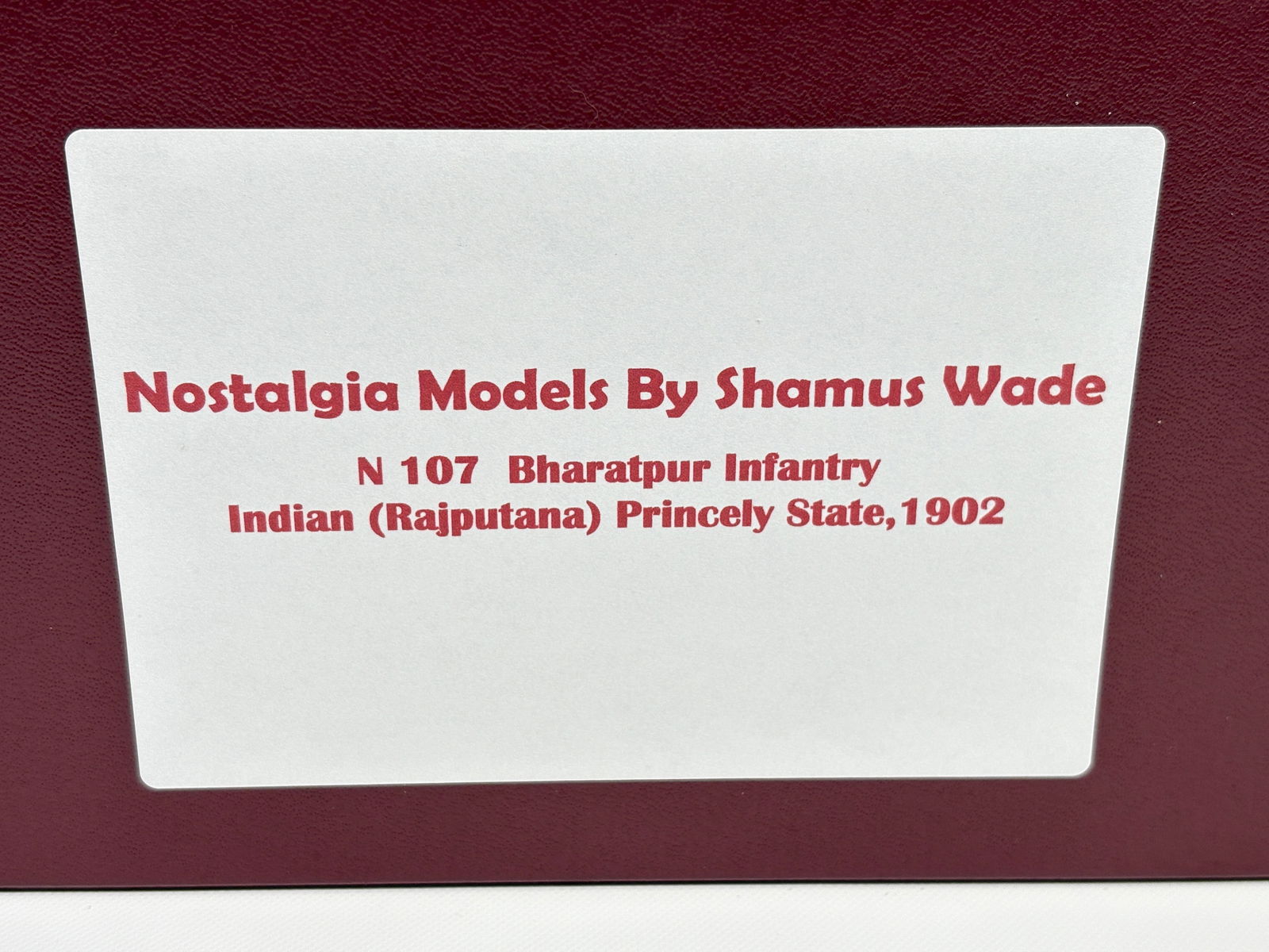 NOSTALGIA TOY SOLDIER BHARATPUR INFANTRY 1902: REMAINS IN VERY GOOD CLEAN CONDITION. BOX SHOWING SOME TYPICAL STORAGE WEAR.