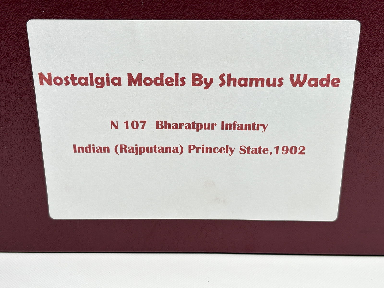 NOSTALGIA TOY SOLDIER BHARATPUR INFANTRY 1902: REMAINS IN VERY GOOD CLEAN CONDITION. BOX SHOWING SOME TYPICAL STORAGE WEAR.