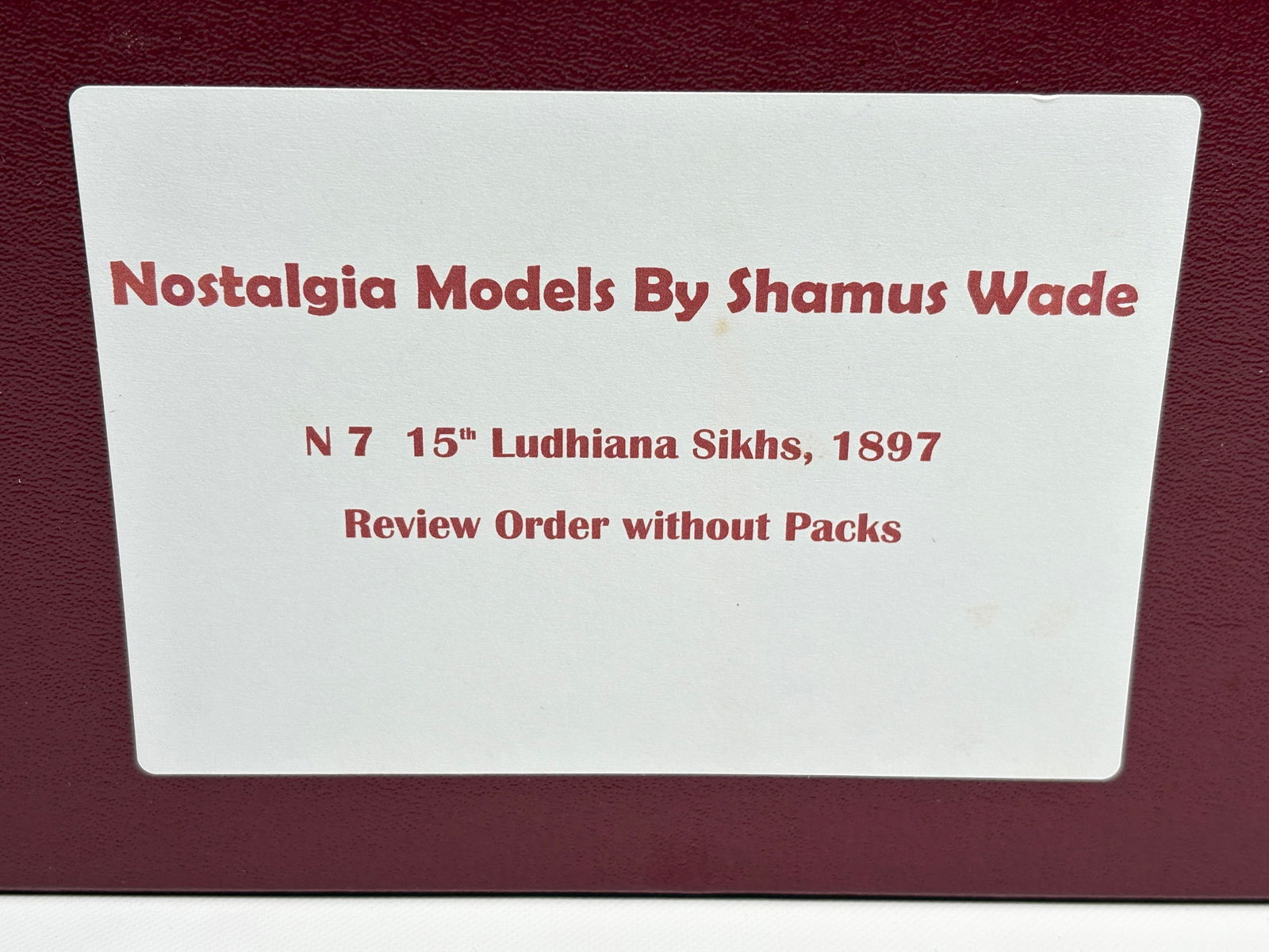 NOSTALGIA TOY SOLDIER 15TH LUDHIANA SIKHS REVIEW ORDER: REMAINS IN VERY GOOD CLEAN CONDITION. BOX SHOWING SOME TYPICAL STORAGE WEAR.